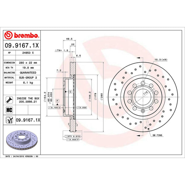 Disco De Freno Delantero Para Audi A3 2008-2013