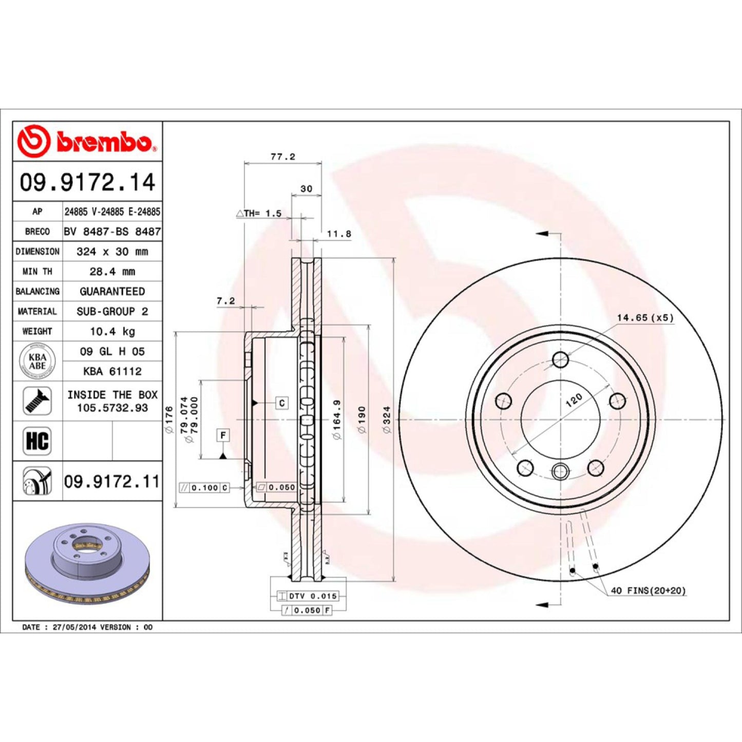 Disco De Freno Delantero Para Bmw 530I 2004-2007