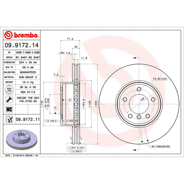 Disco De Freno Delantero Para Bmw 530I 2004-2007