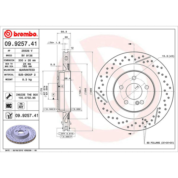 Disco De Freno Trasero Para Mercedes-Benz Clk55 Amg 2005-2006