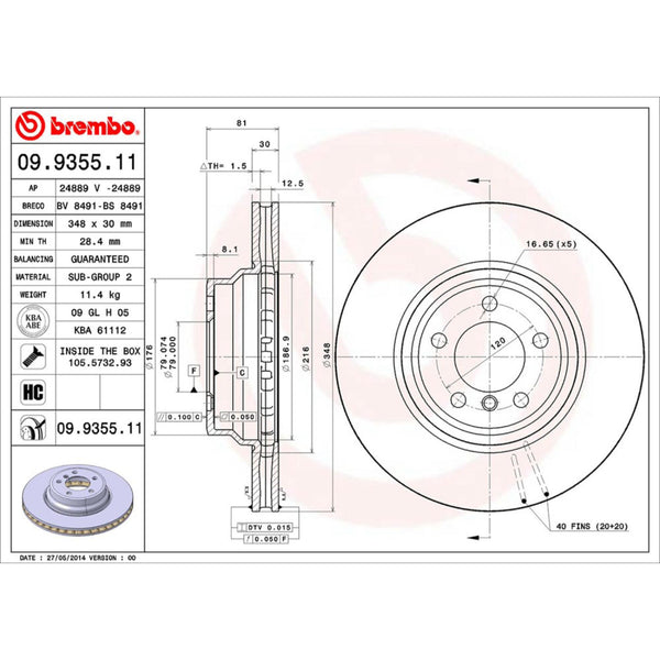 Disco De Freno Delantero Para Bmw 745I 2002-2005