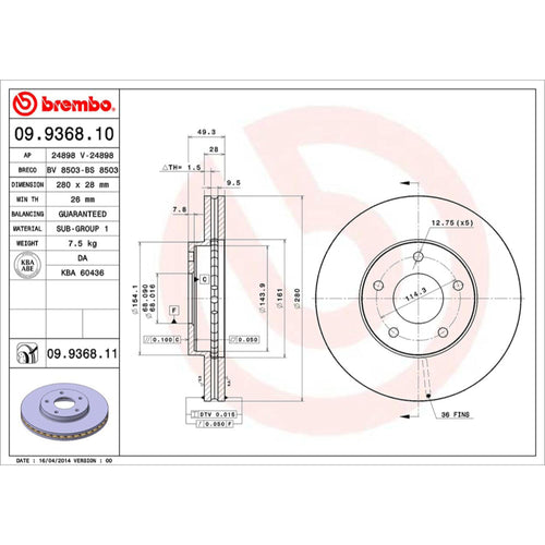 Disco De Freno Delantero Para Nissan X-Trail 2002-2007