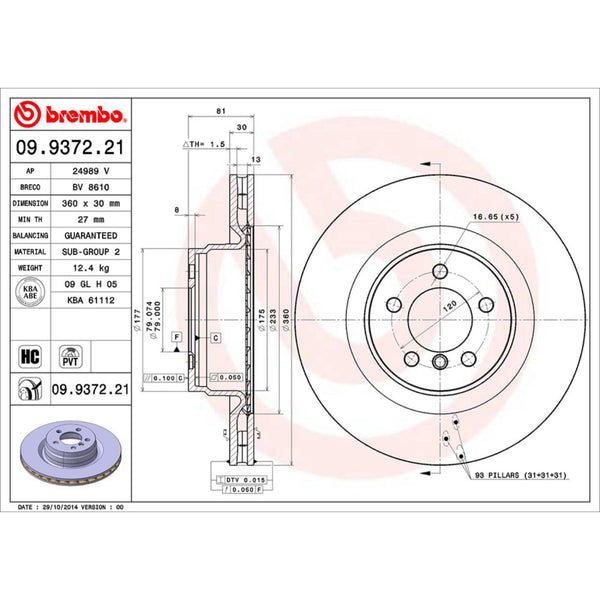 Disco De Freno Delantero Para Land Rover Range Rover 2006-2012