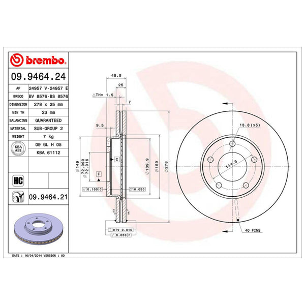 Disco De Freno Delantero Para Mazda 3 2004-2013