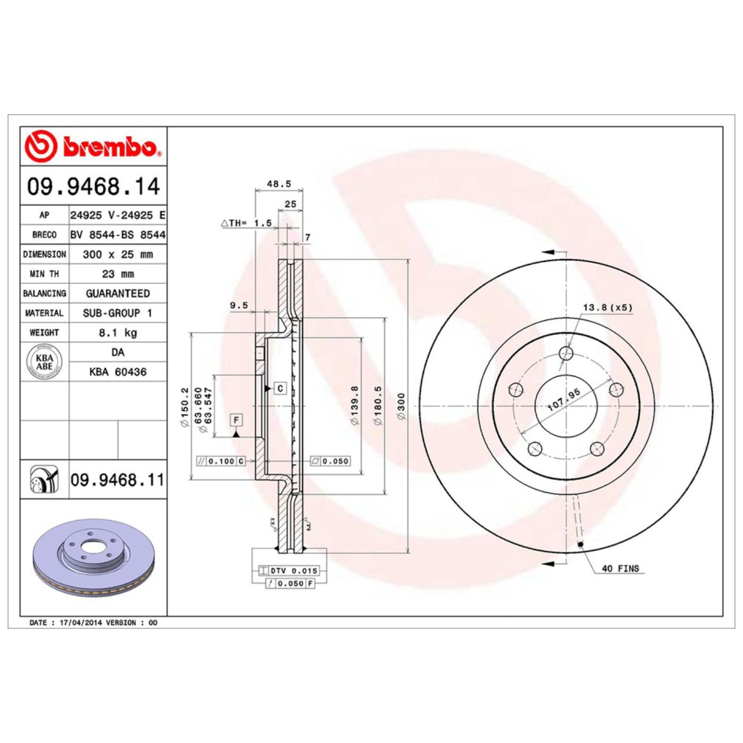 Disco De Freno Delantero Para Volvo C70 2006-2013