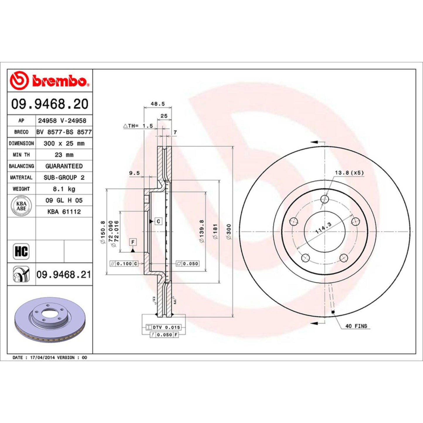Disco De Freno Delantero Para Mazda 3 2004-2013