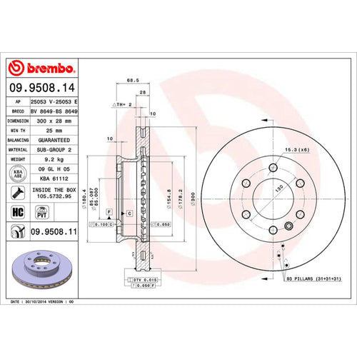 Disco De Freno Delantero Para Mercedes-Benz Sprinter 2007-2019