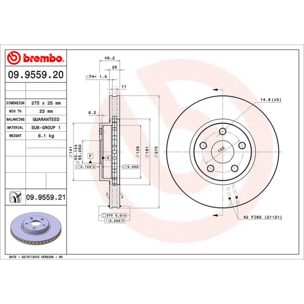 Disco De Freno Delantero Para Pontiac Vibe 2003-2007