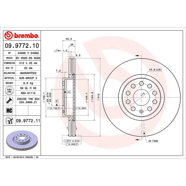 Disco De Freno Delantero Para Audi A3 2004-2019