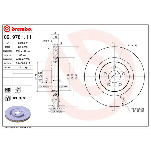 Disco De Freno Delantero Para Ford Mustang 2007-2010