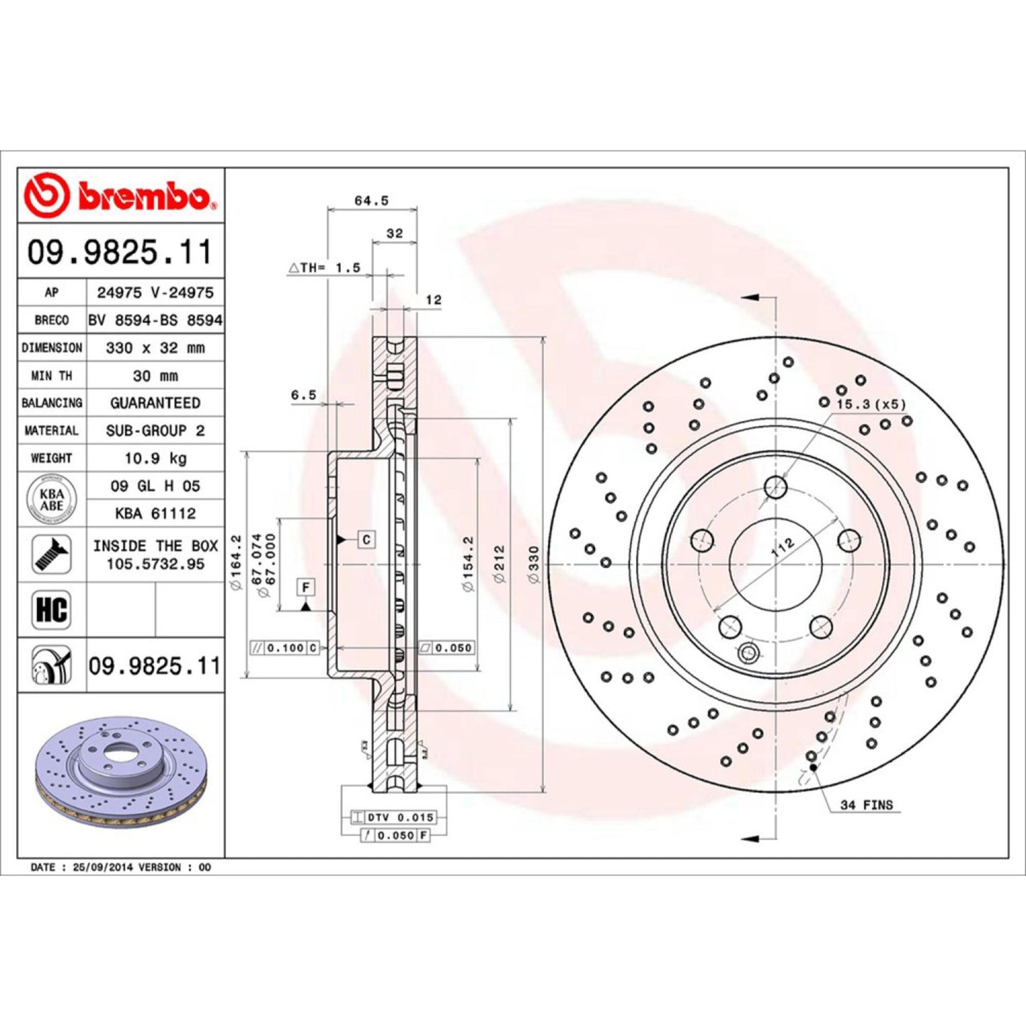 Disco De Freno Delantero Para Mercedes-Benz E350 2006-2006