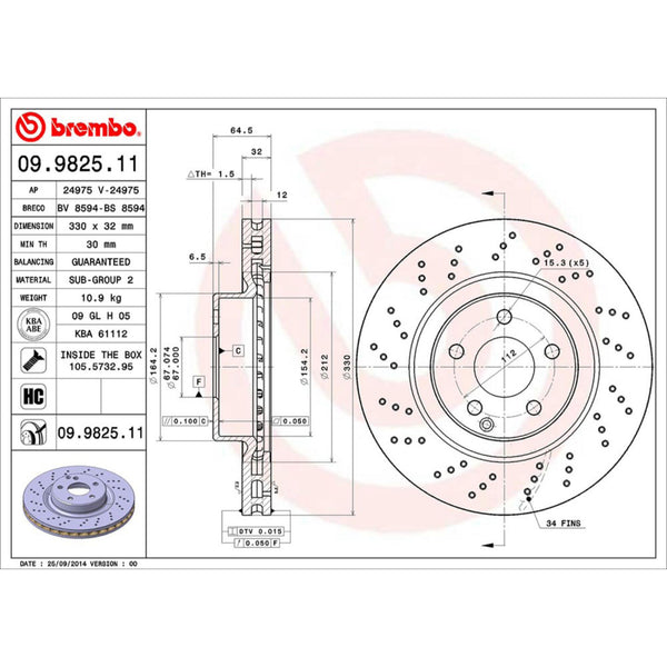 Disco De Freno Delantero Para Mercedes-Benz E350 2006-2006