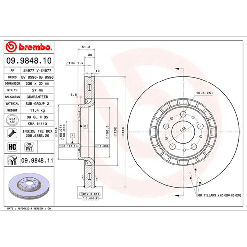Disco De Freno Delantero Para Volvo Xc90 2003-2014