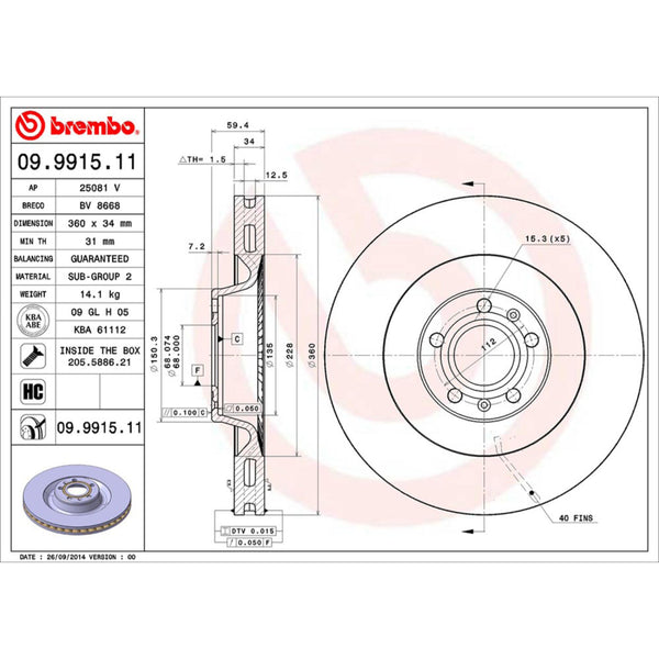 Disco De Freno Delantero Para Audi S8 2007-2007