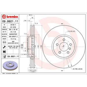 Disco de Freno Delantero para BMW X5 2007-2013 365 mm 36 mm de espesor 5 birlos