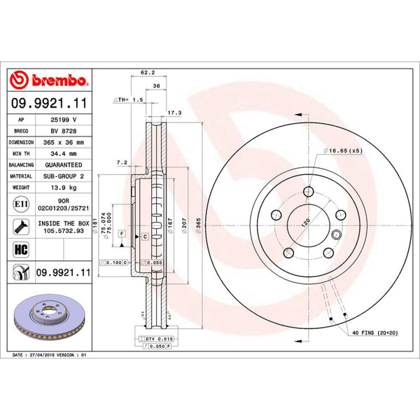 Disco De Freno Delantero Para Bmw X5 2007-2013