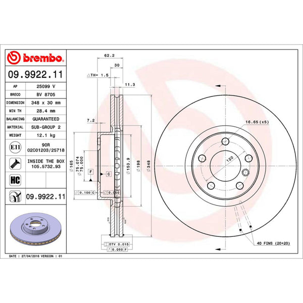 Disco De Freno Delantero Para Bmw X5 2007-2018