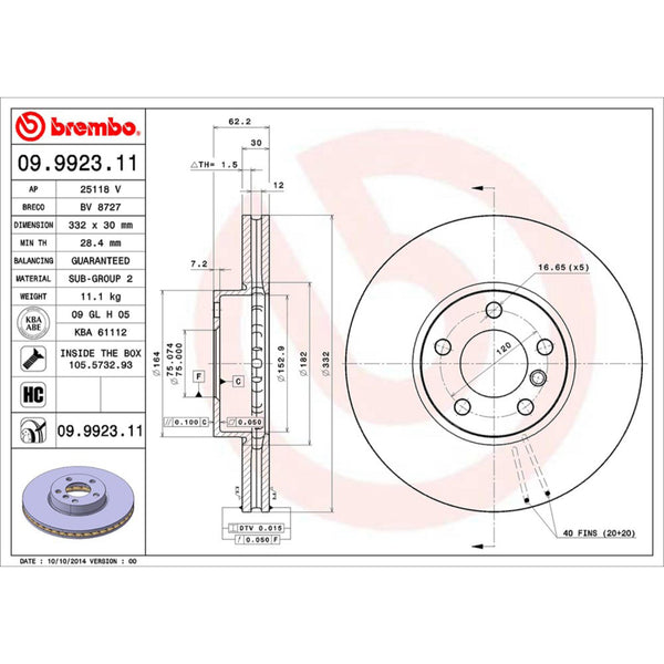 Disco De Freno Delantero Para Bmw X5 2007-2018