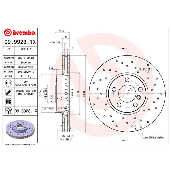 Disco De Freno Delantero / Trasero Para Bmw X5 2007-2018