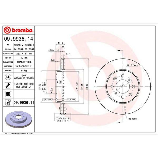 Disco De Freno Delantero Para Honda Civic 2001-2005