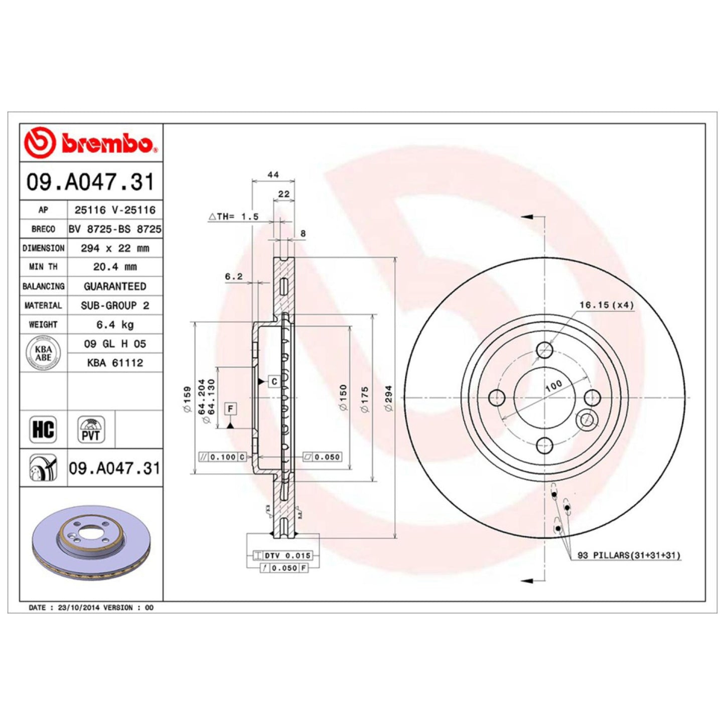 Disco De Freno Delantero Para Mini Cooper 2006-2015