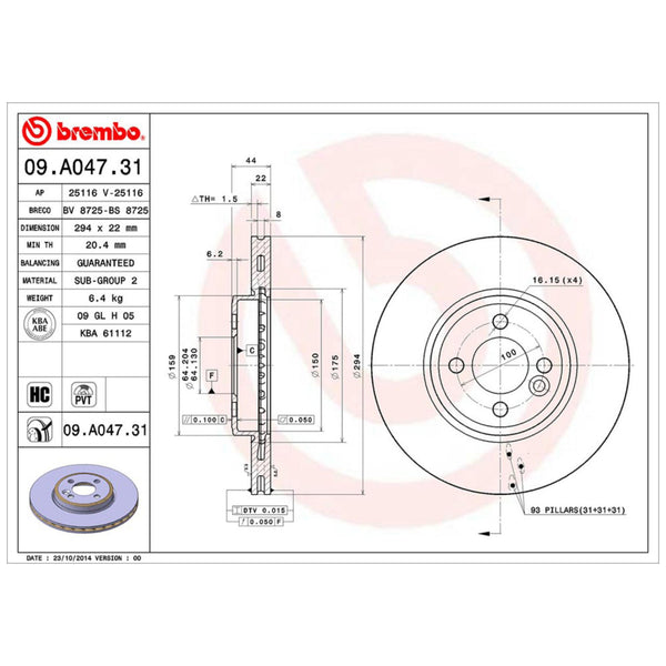 Disco De Freno Delantero Para Mini Cooper 2006-2015