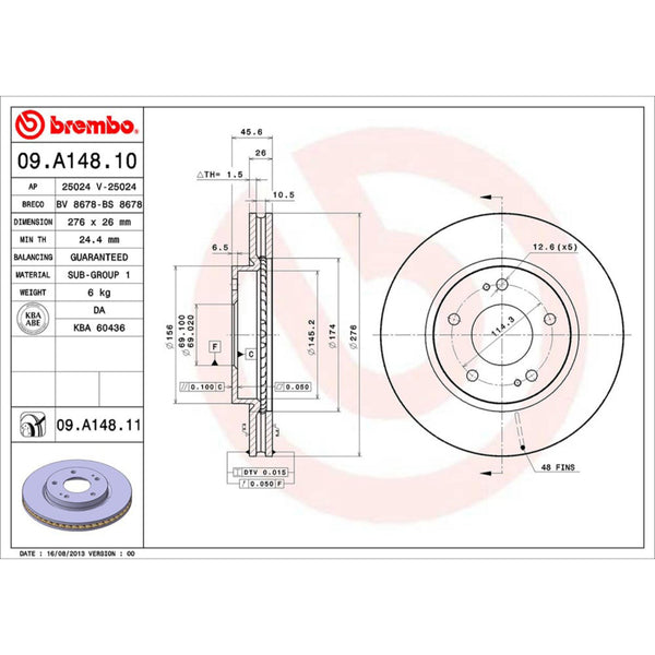 Disco De Freno Delantero Para Chrysler Sebring 2001-2005
