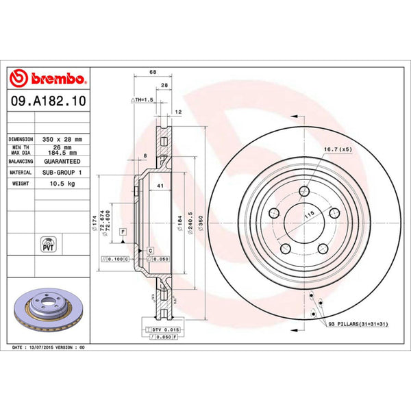 Disco De Freno Trasero Para Chrysler 300 2005-2007
