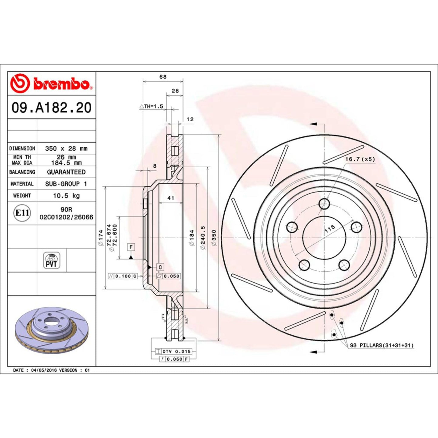 Disco De Freno Trasero Para Dodge Charger 2015-2019
