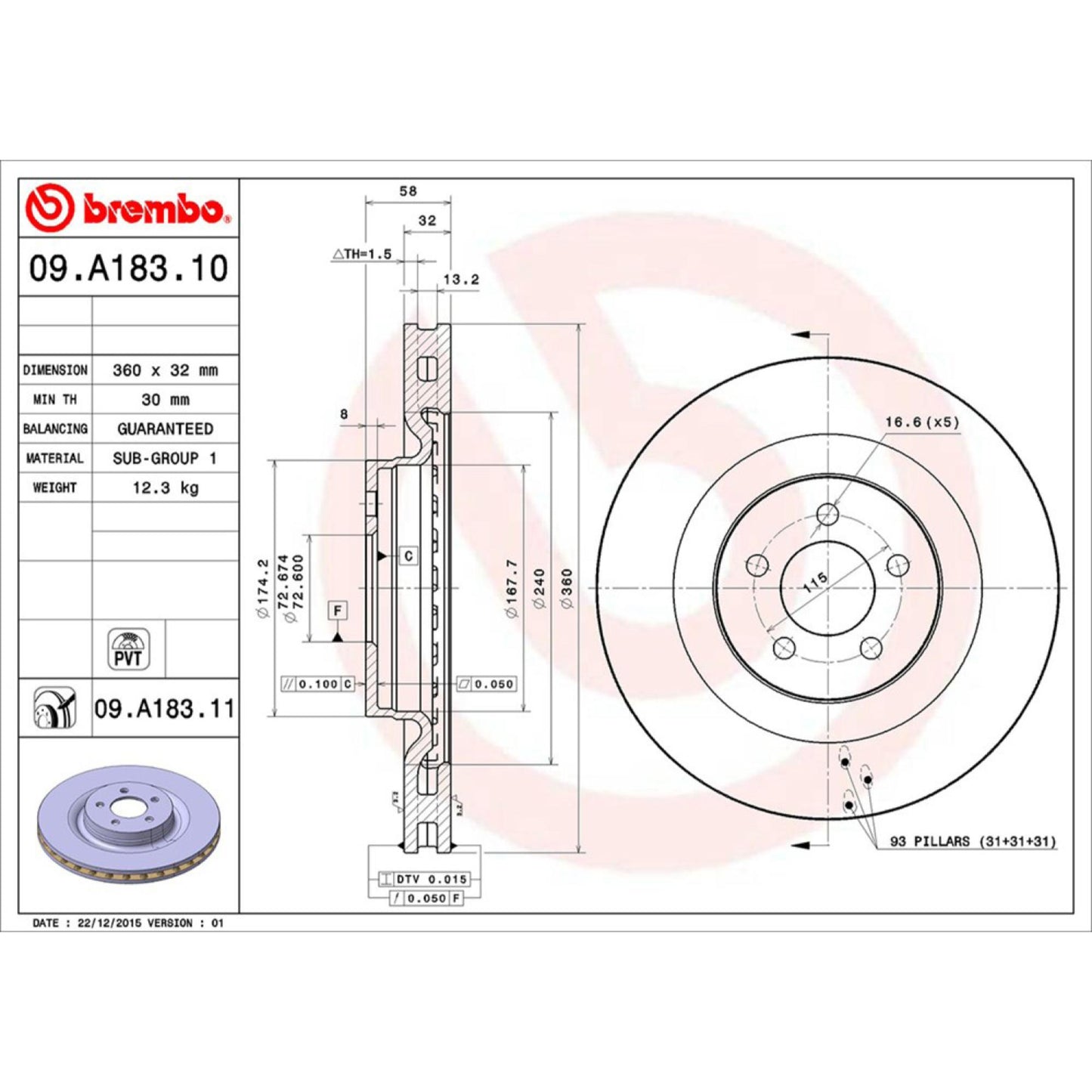 Disco De Freno Delantero Para Chrysler 300 2005-2007