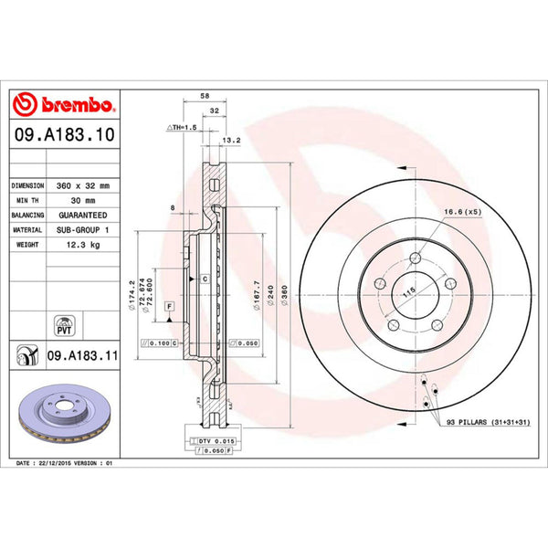 Disco De Freno Delantero Para Chrysler 300 2005-2007