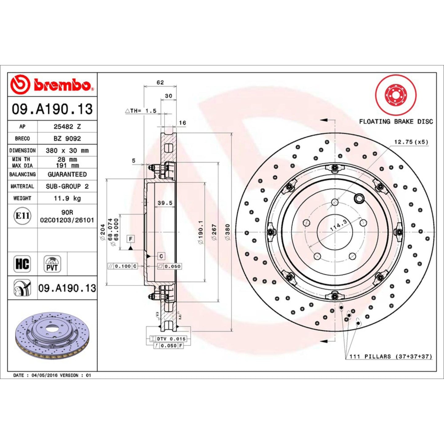 Disco De Freno Trasero Para Nissan Gt-R 2017-2017