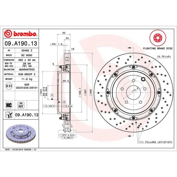 Disco De Freno Trasero Para Nissan Gt-R 2017-2017
