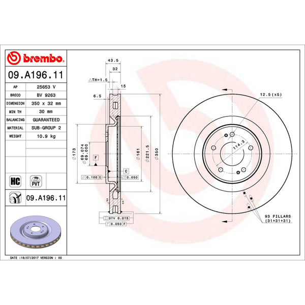 Disco De Freno Delantero Para Mitsubishi Lancer 2008-2015