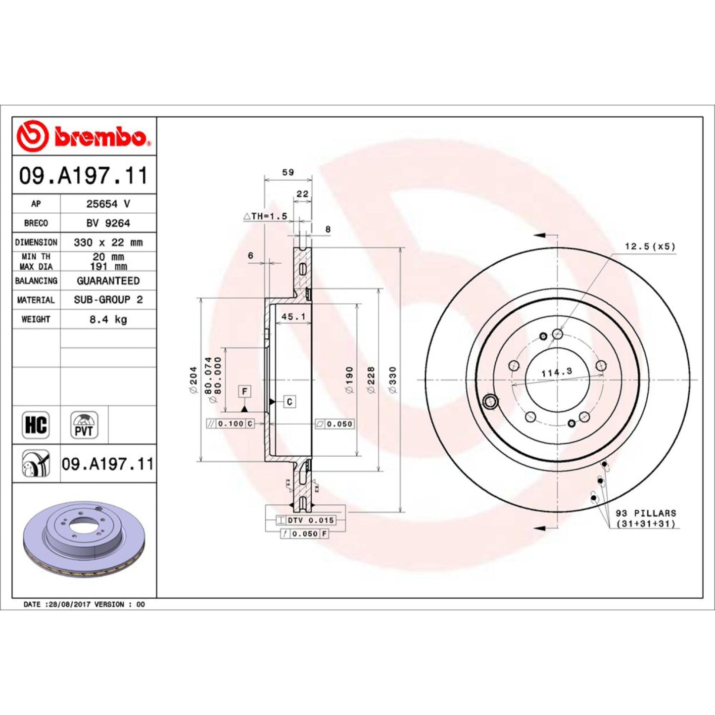 Disco De Freno Trasero Para Mitsubishi Lancer 2008-2015