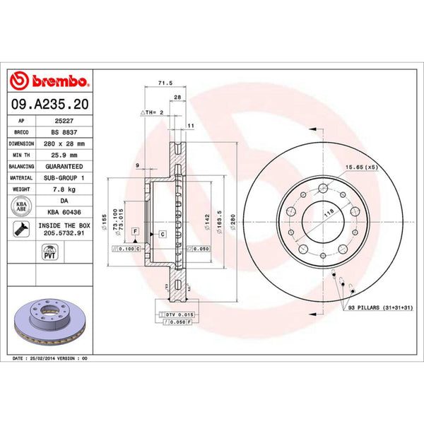 Disco De Freno Delantero Para Fiat Ducato 2008-2019