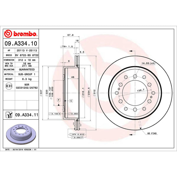 Disco De Freno Trasero Para Lexus Gx470 2003-2009