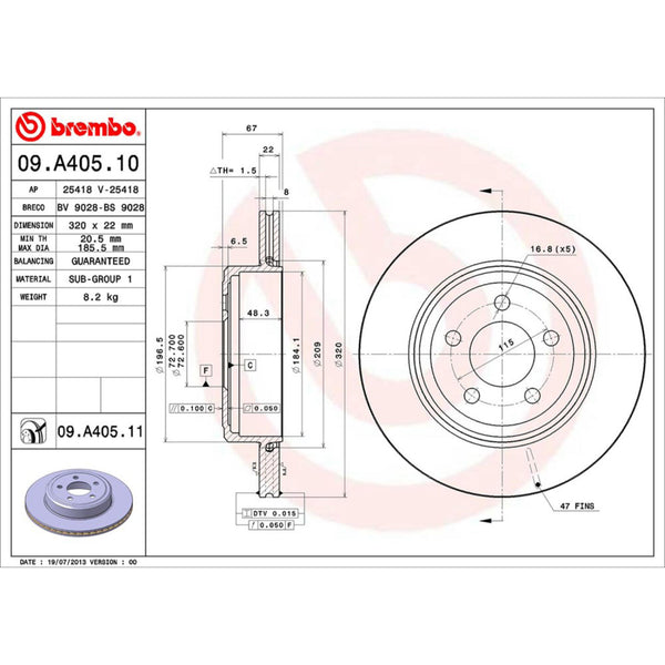 Disco De Freno Trasero Para Dodge Magnum 2005-2006