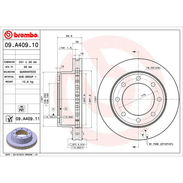 Disco De Freno Delantero Para Ford Excursion 2000-2005
