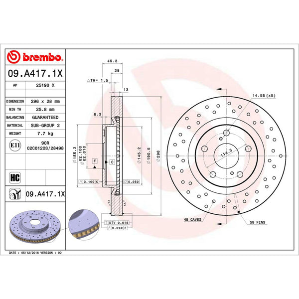 Disco De Freno Delantero Para Toyota Rav4 2006-2018