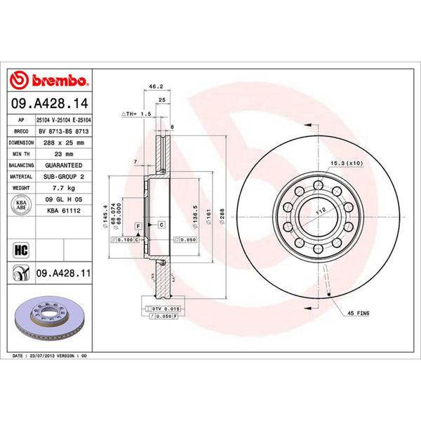 Disco De Freno Delantero Para Volkswagen Passat 1999-2005