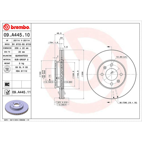 Disco De Freno Delantero Para Kia Rio 2006-2011