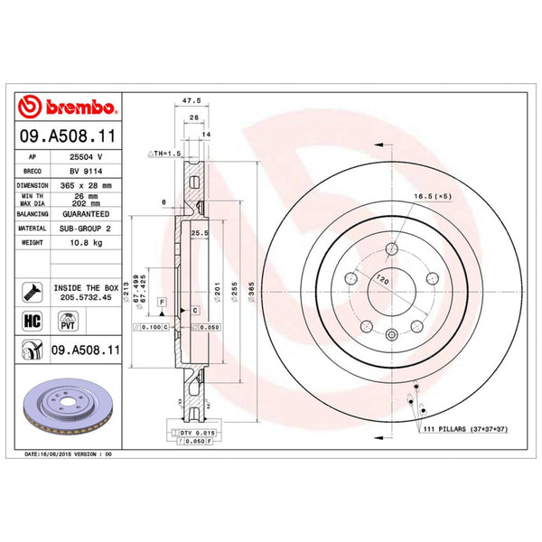 Disco De Freno Trasero Para Chevrolet Camaro 2010-2015