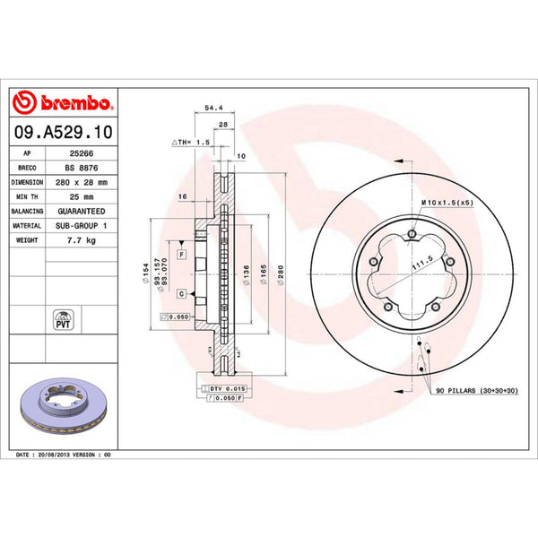Disco De Freno Delantero Para Ford Transit 2007-2014