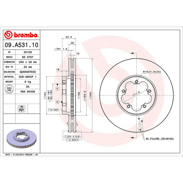 Disco De Freno Delantero Para Ford Transit 2007-2014