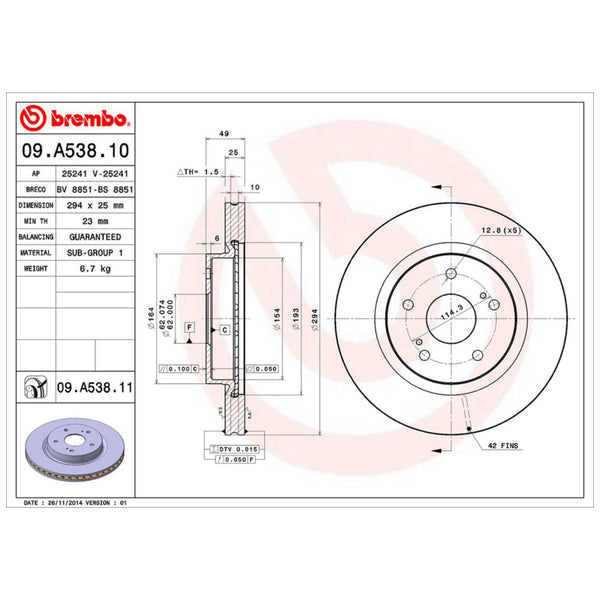Disco De Freno Delantero Para Suzuki Grand Vitara 2006-2017