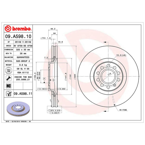 Disco De Freno Delantero Para Audi S4 2002-2002