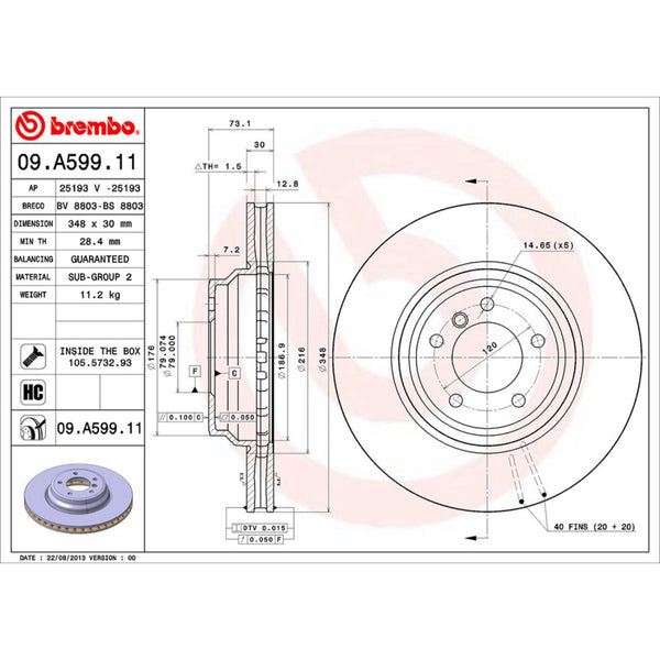 Disco De Freno Delantero Para Bmw 335I 2007-2010