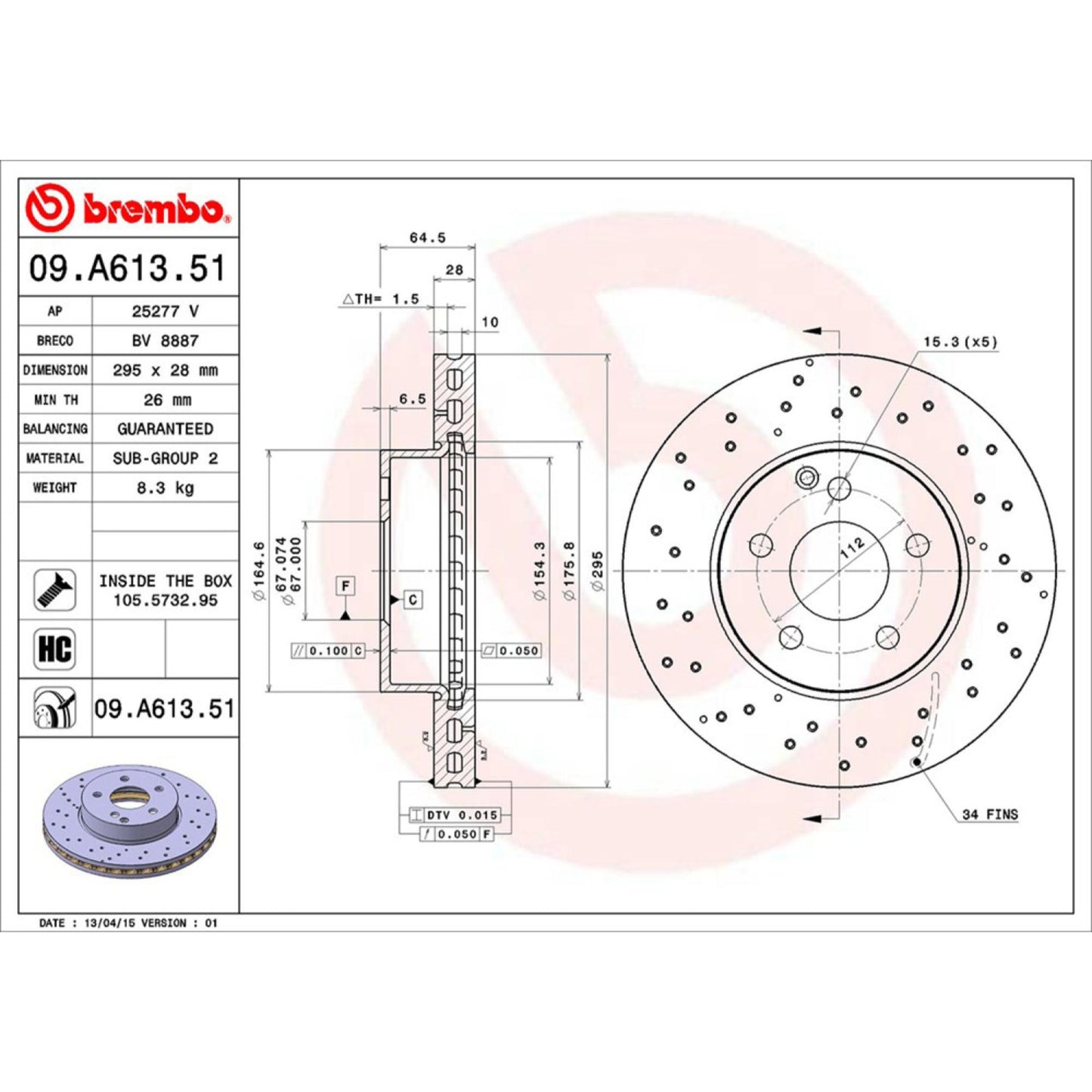 Disco De Freno Delantero Para Mercedes-Benz C300 2008-2012