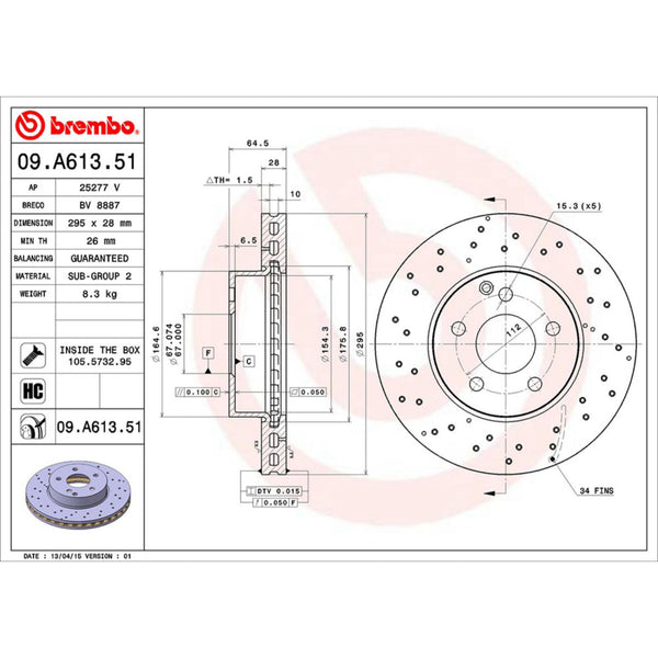 Disco De Freno Delantero Para Mercedes-Benz C300 2008-2012
